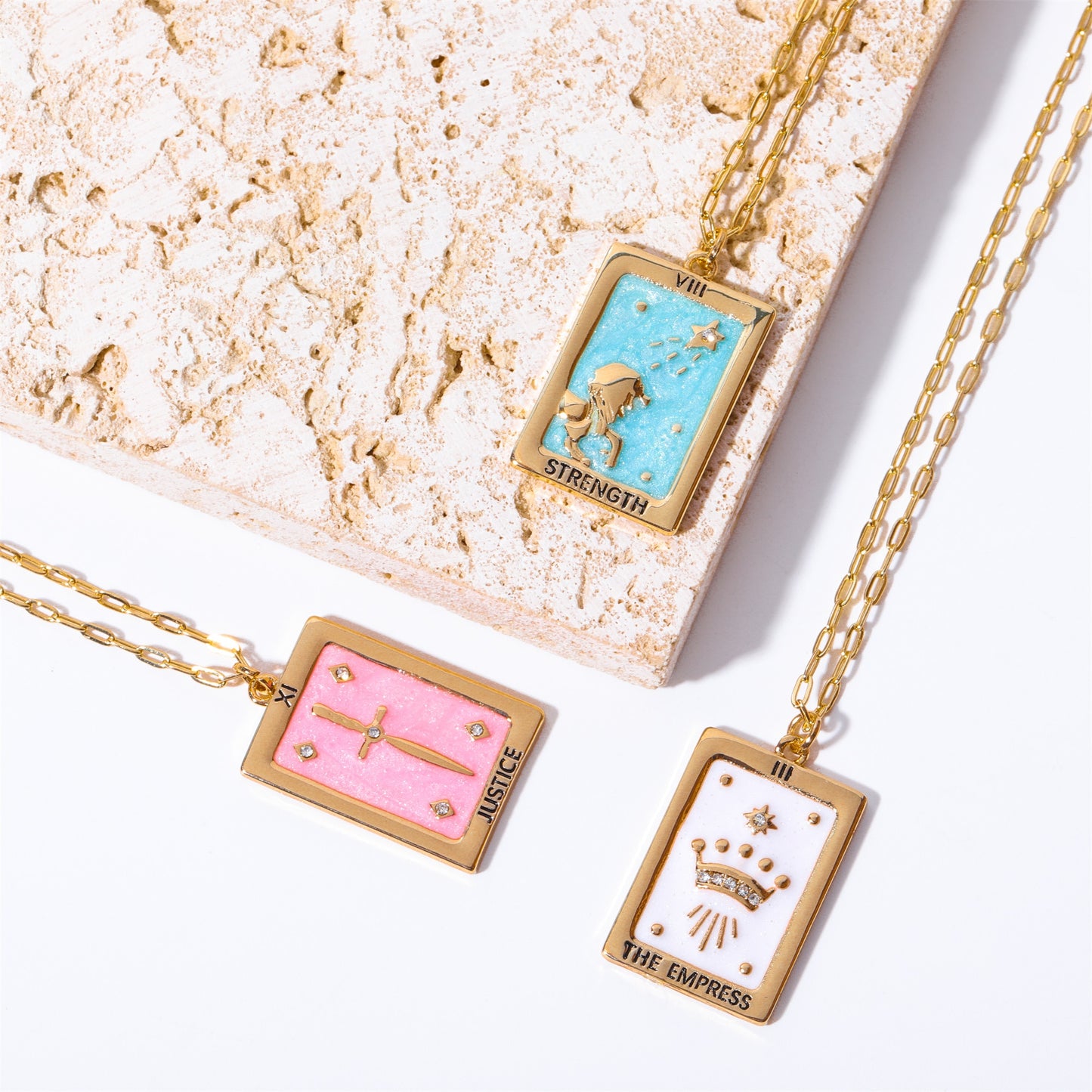 Vintage Pastel Tarot Pendant Necklace