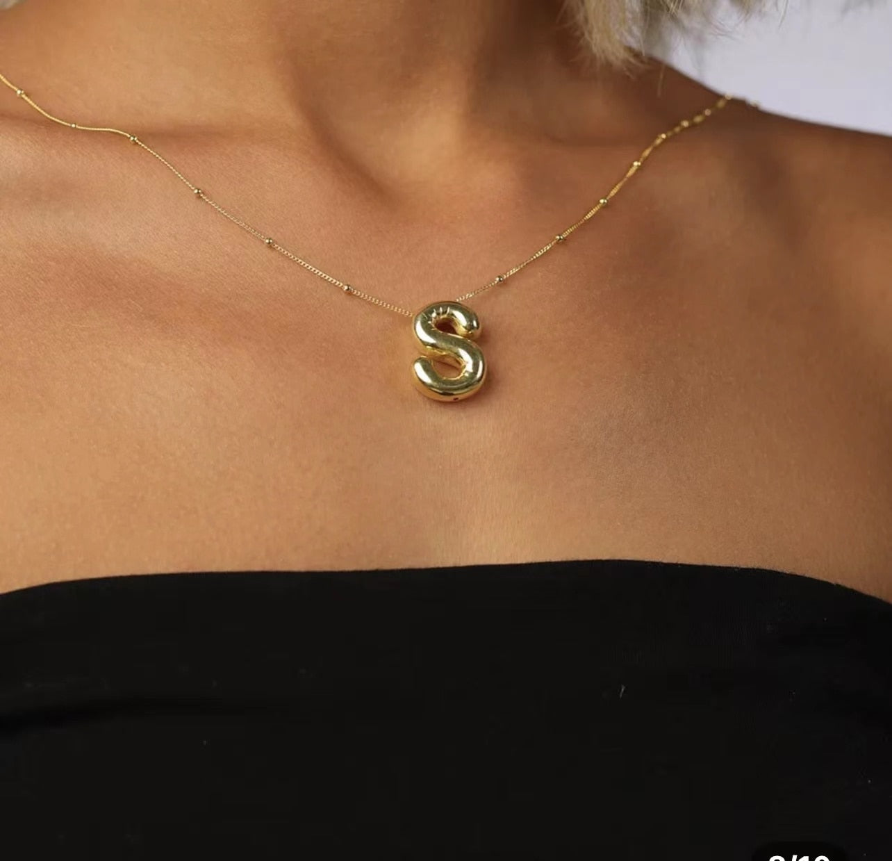 Gold Balloon Initial Necklace