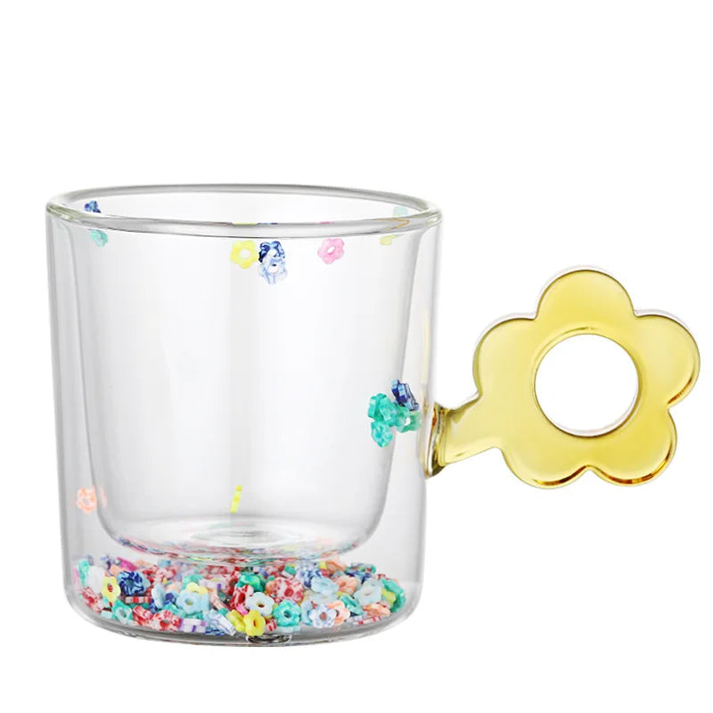 Double Wall Daisy Glass Mug