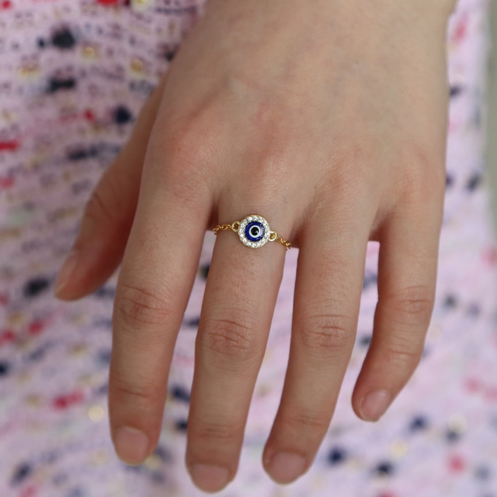 Evil Eye Chain Ring