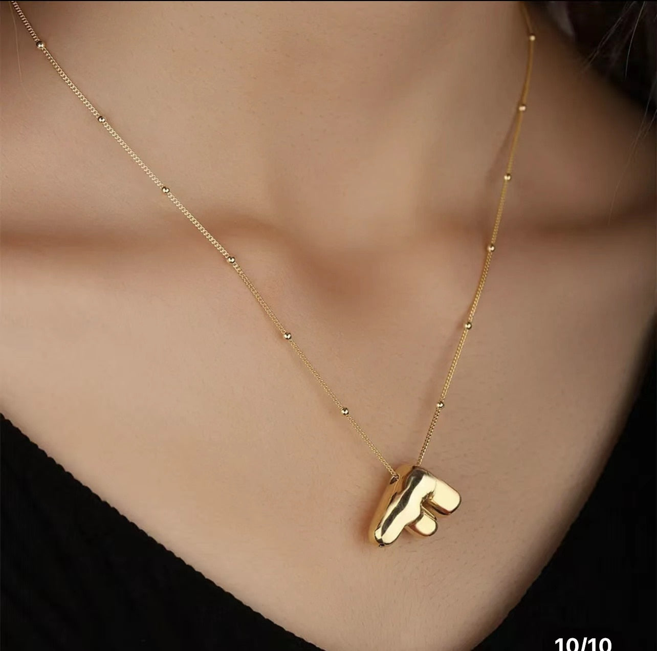 Gold Balloon Initial Necklace