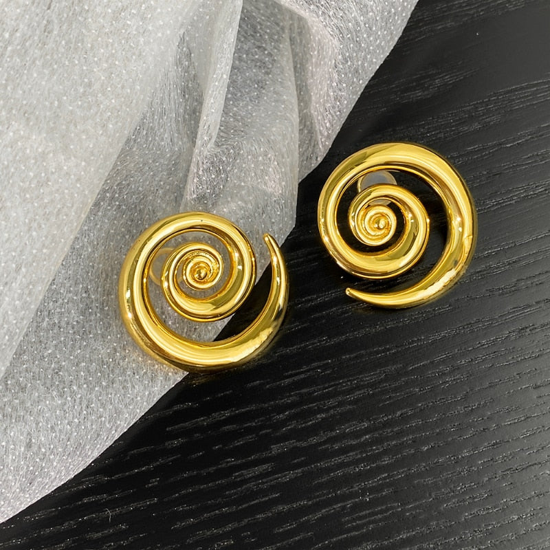 Geometric Spiral Stud Earrings