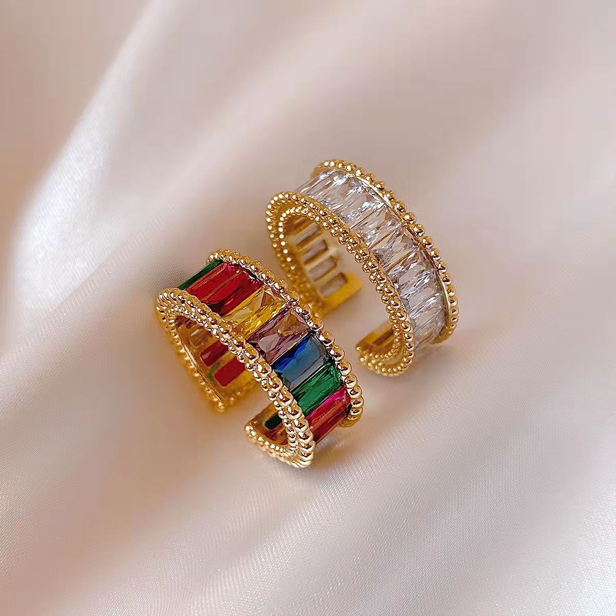 Rainbow Zircon Adjustable Ring