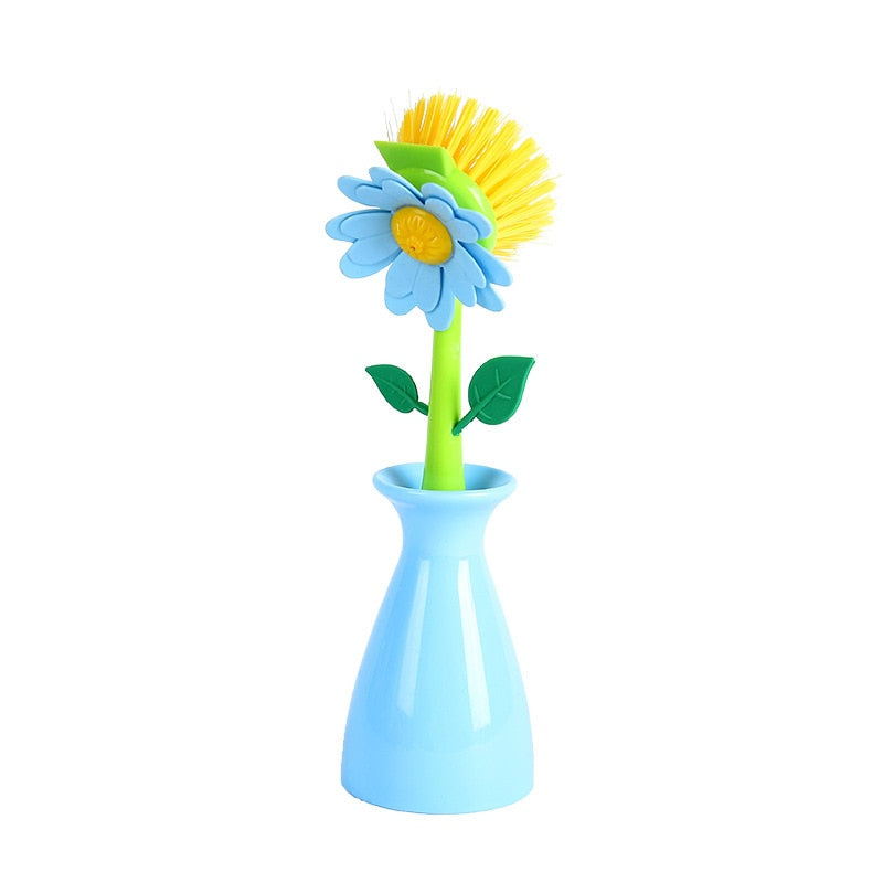 Floral Cleaning Brush & Base