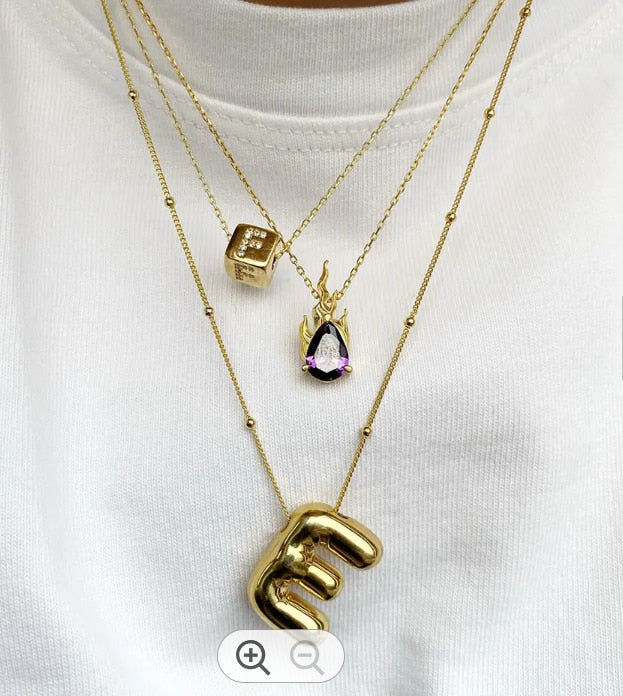 Gold Balloon Initial Necklace