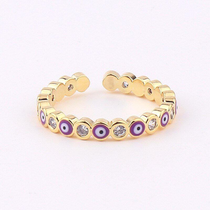 Evil Eye Zircon & Enamel Micro Ring