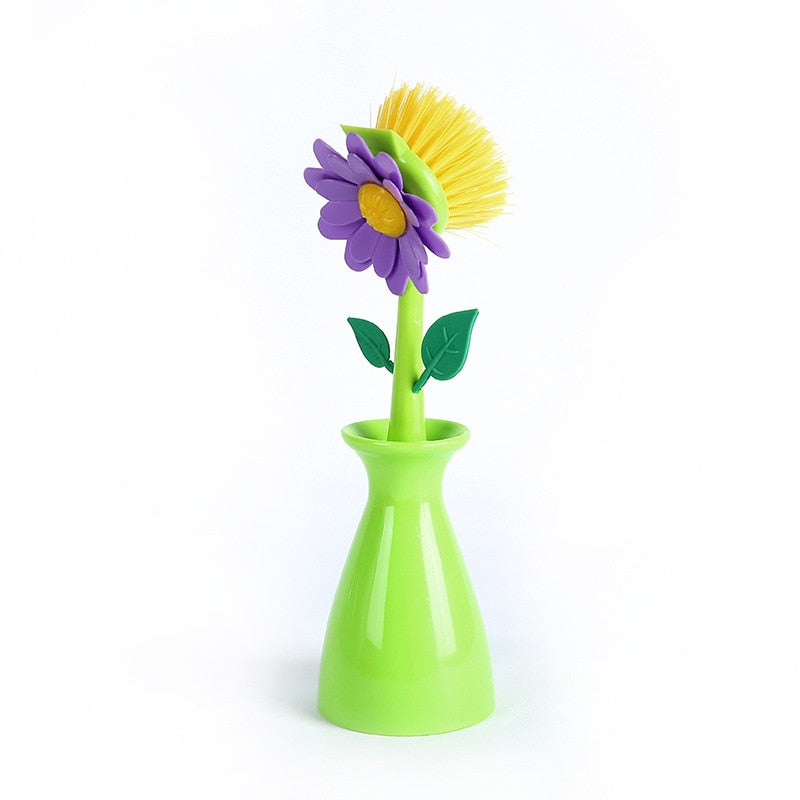 Floral Cleaning Brush & Base