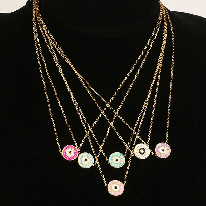 Bohemia Chunky Disc Evil Eye Necklace