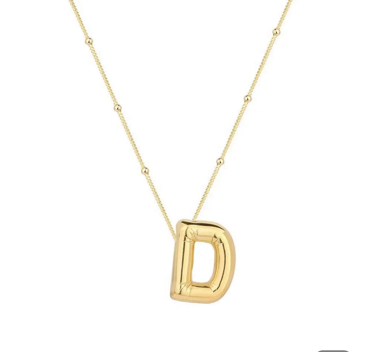 Gold Balloon Initial Necklace