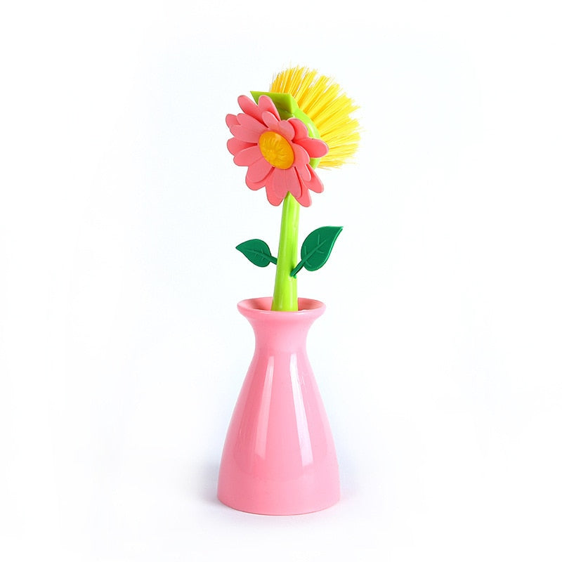 Floral Cleaning Brush & Base