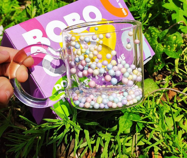 Chunky Pastel Balls Double Wall Glass Mug