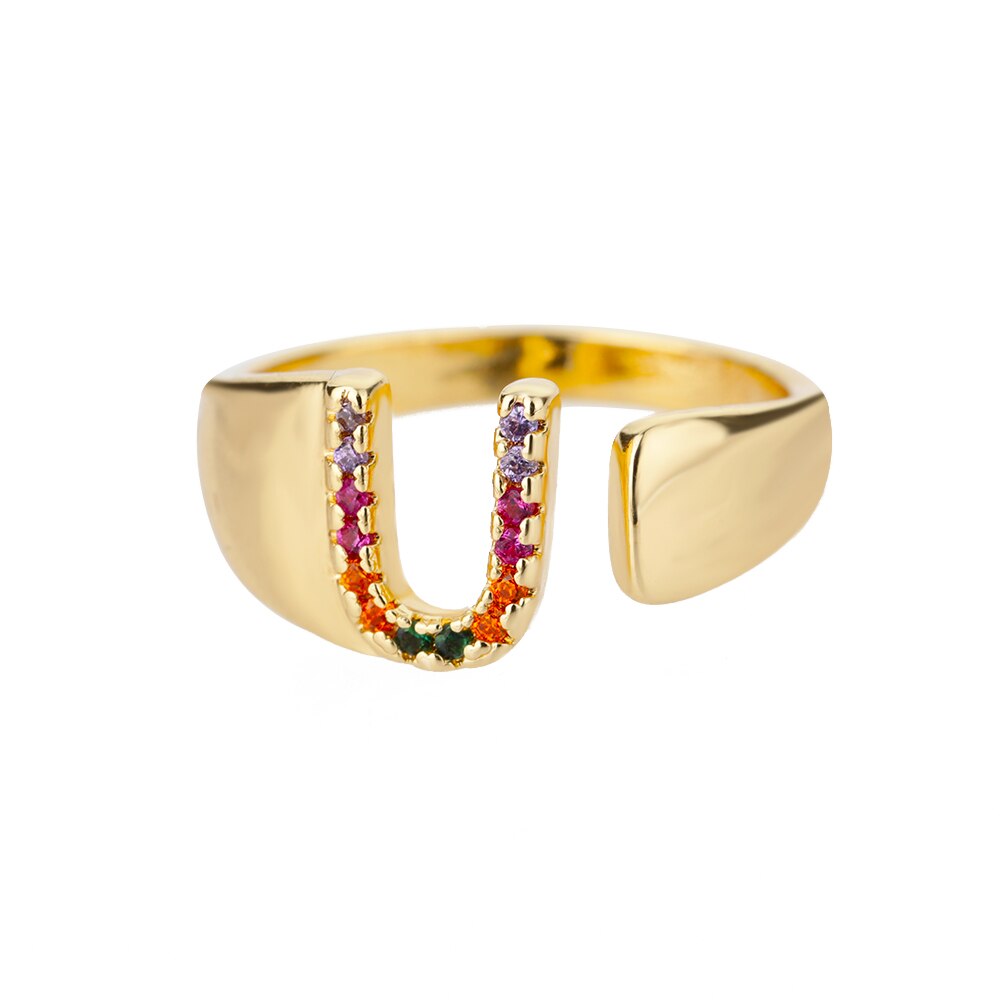 Rainbow Zircon Initial Ring