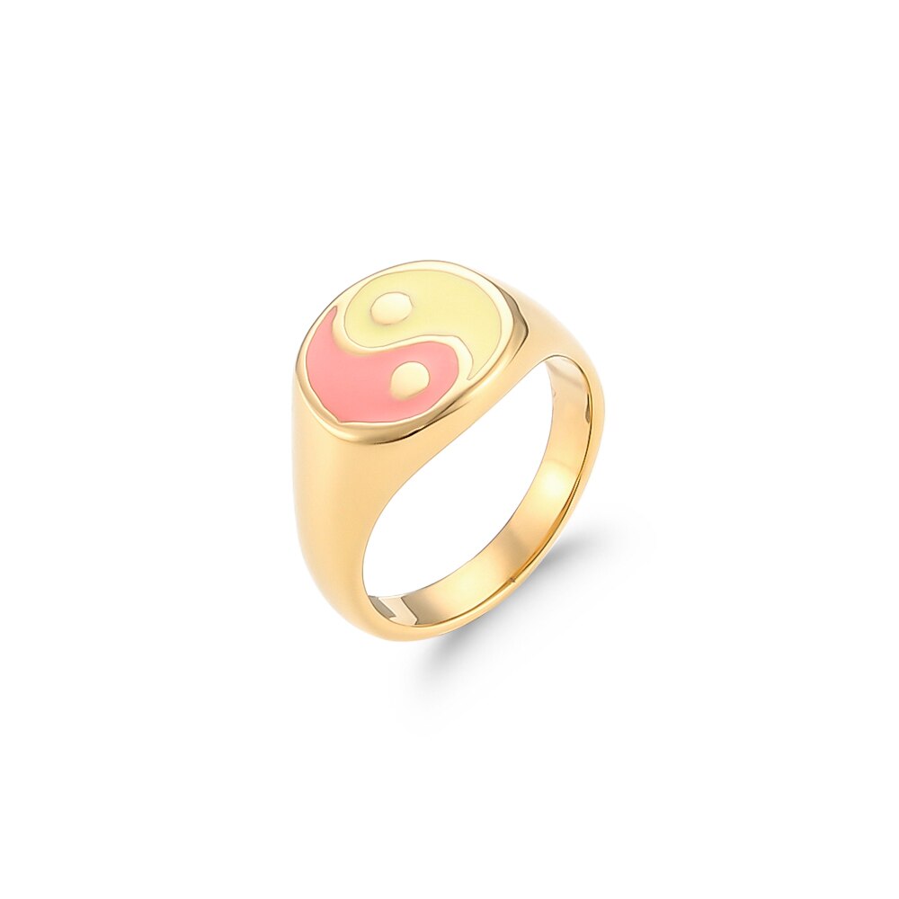 Pastel Enamel Yin Yang Ring