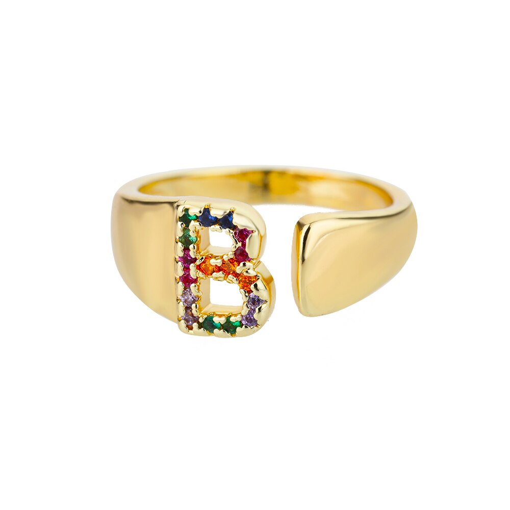 Rainbow Zircon Initial Ring