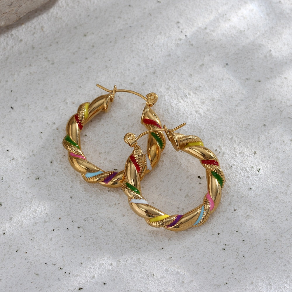 Rainbow Twist Hoops