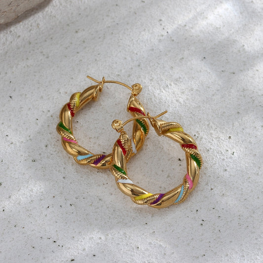 Rainbow Twist Hoops