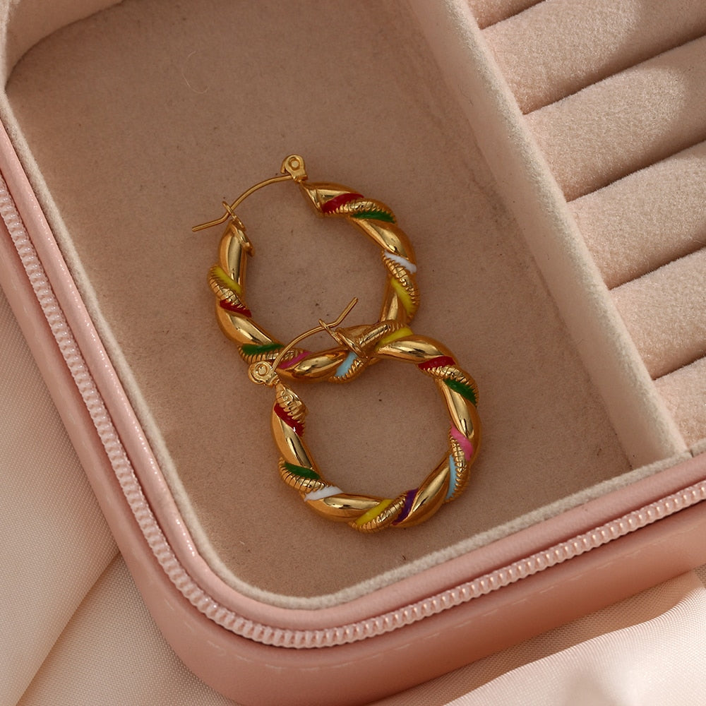 Rainbow Twist Hoops