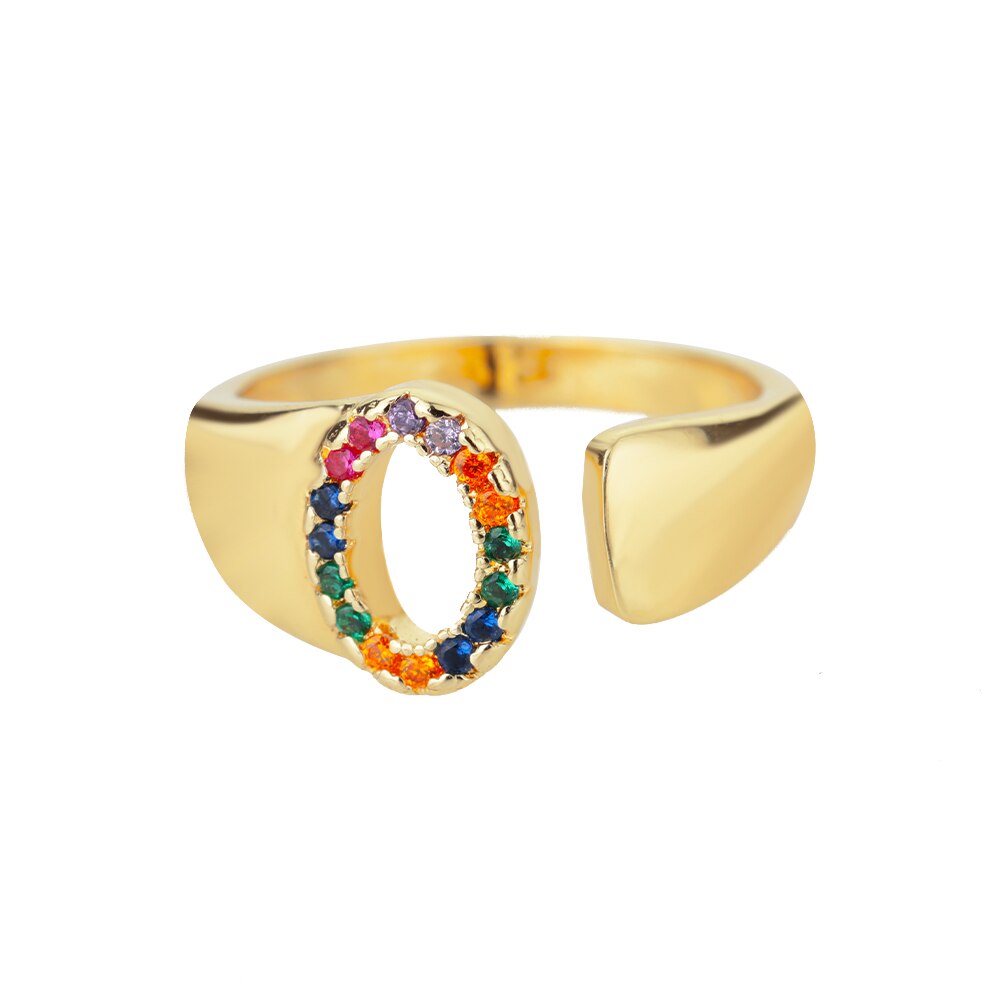 Rainbow Zircon Initial Ring