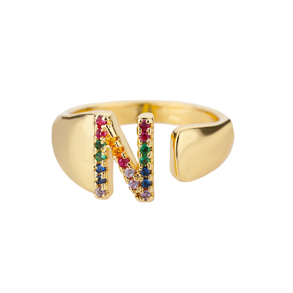 Rainbow Zircon Initial Ring