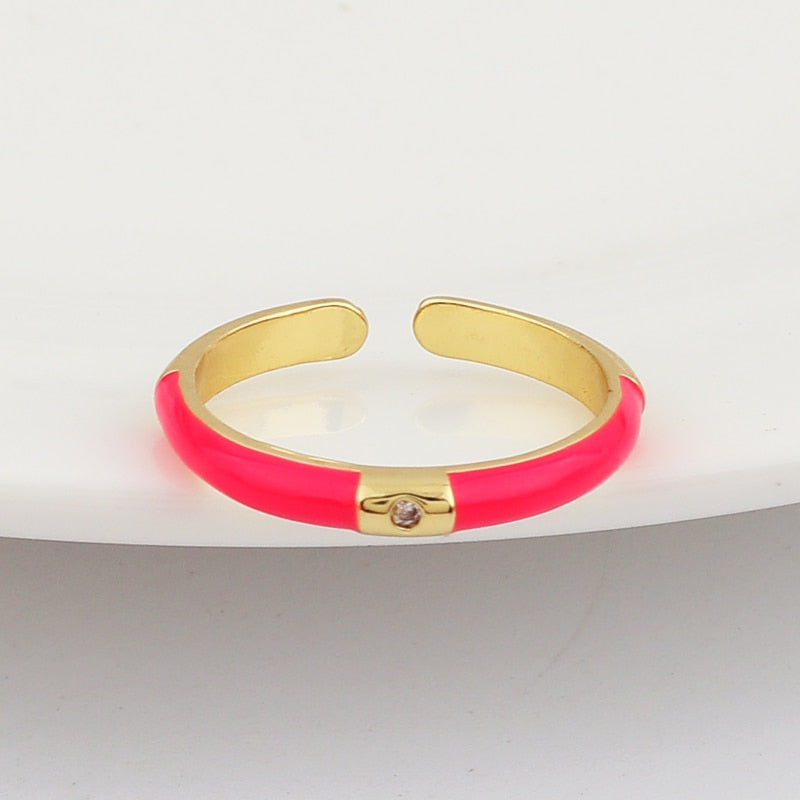 Candy Cane Enamel Rings