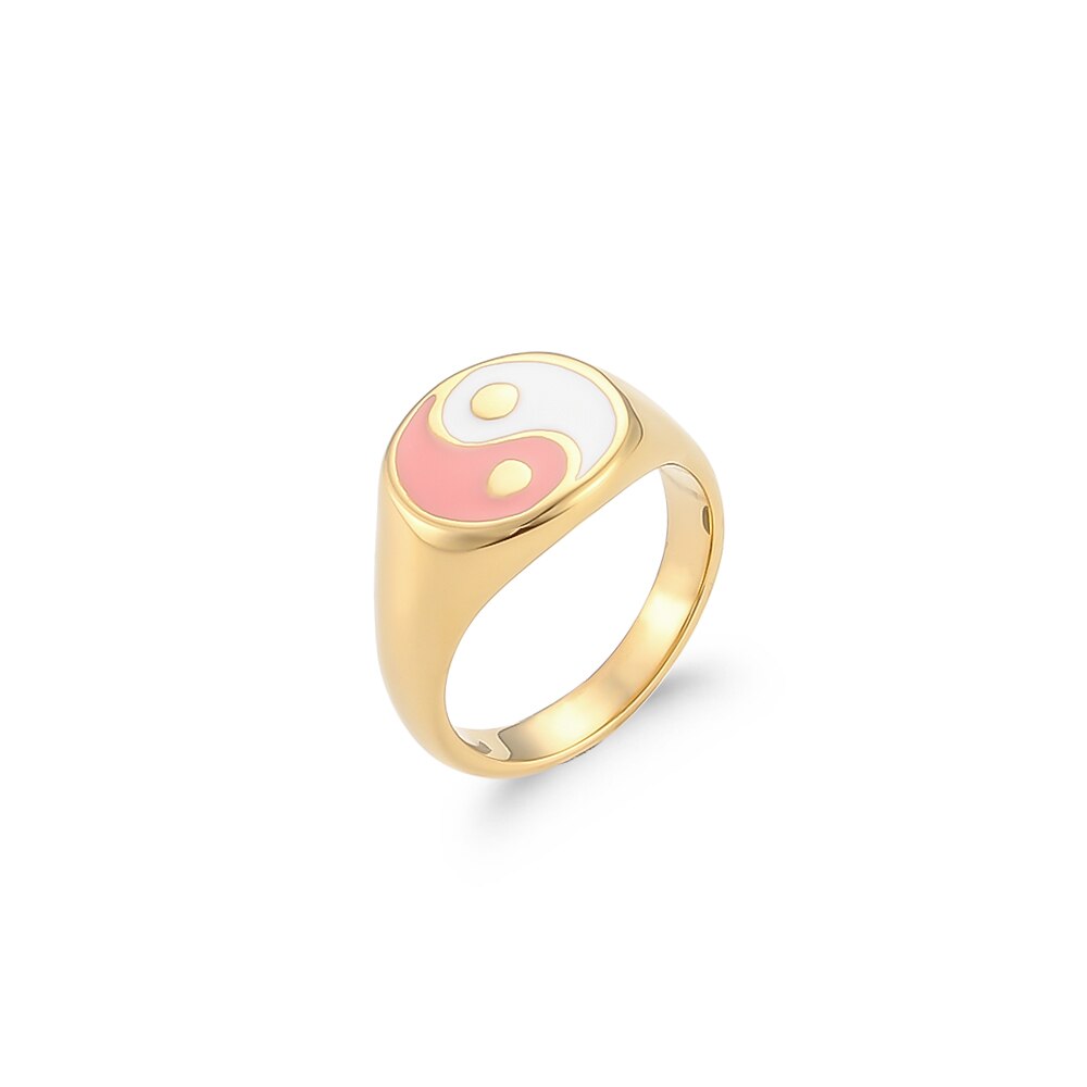 Pastel Enamel Yin Yang Ring