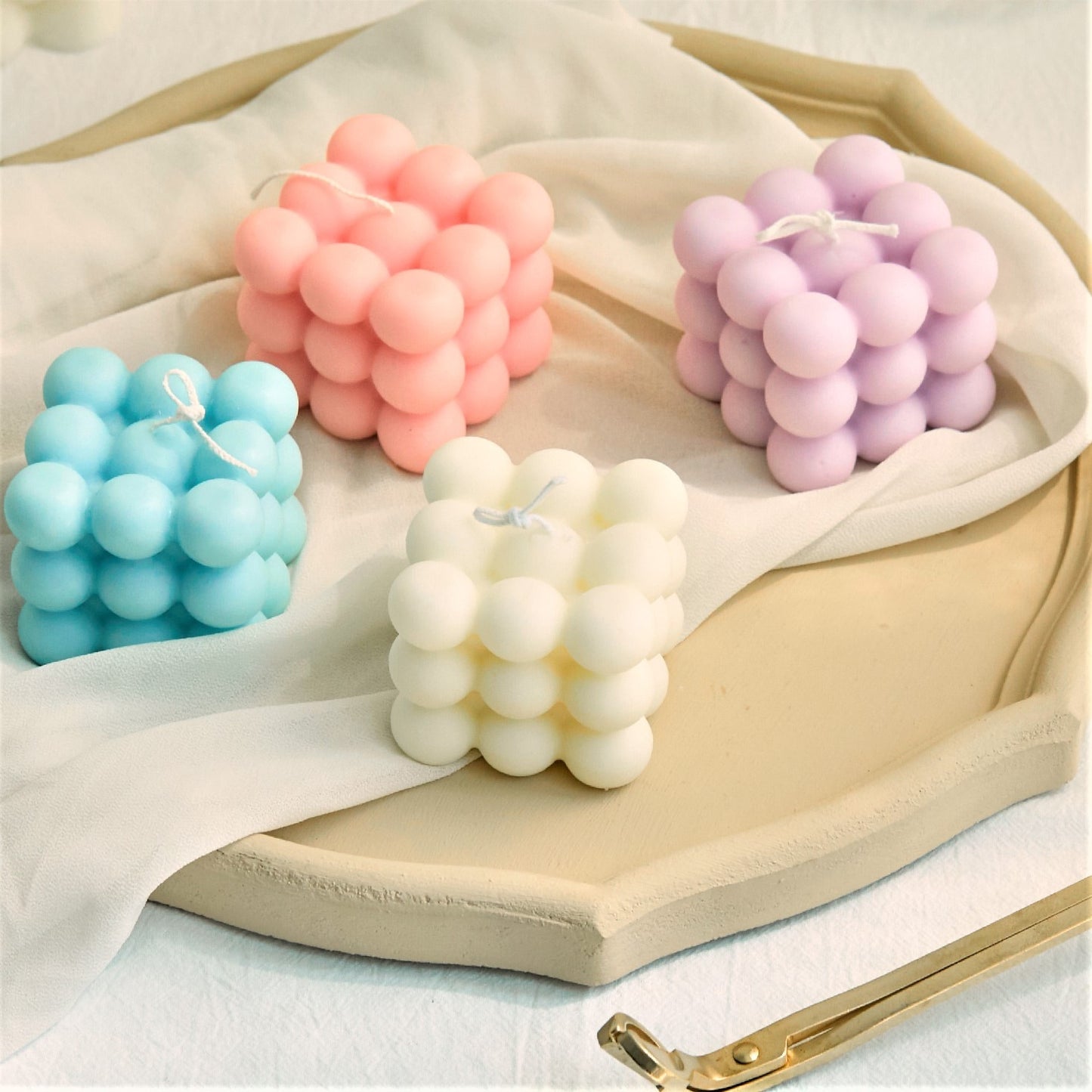 Bubble Cube Pastel Candles