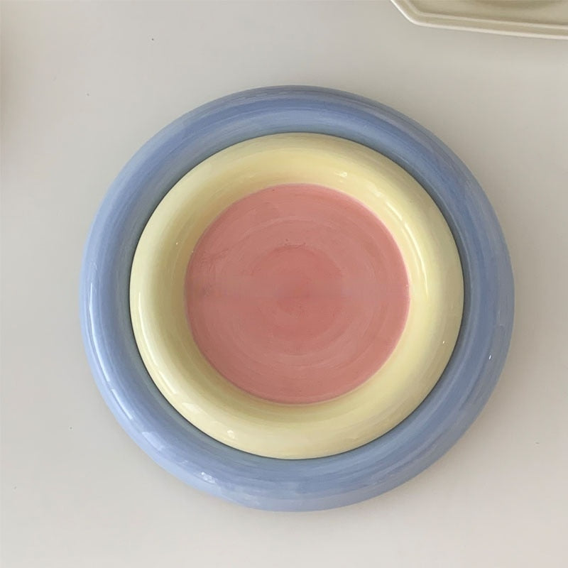 Hand Painted Pastel Ceramic Plates