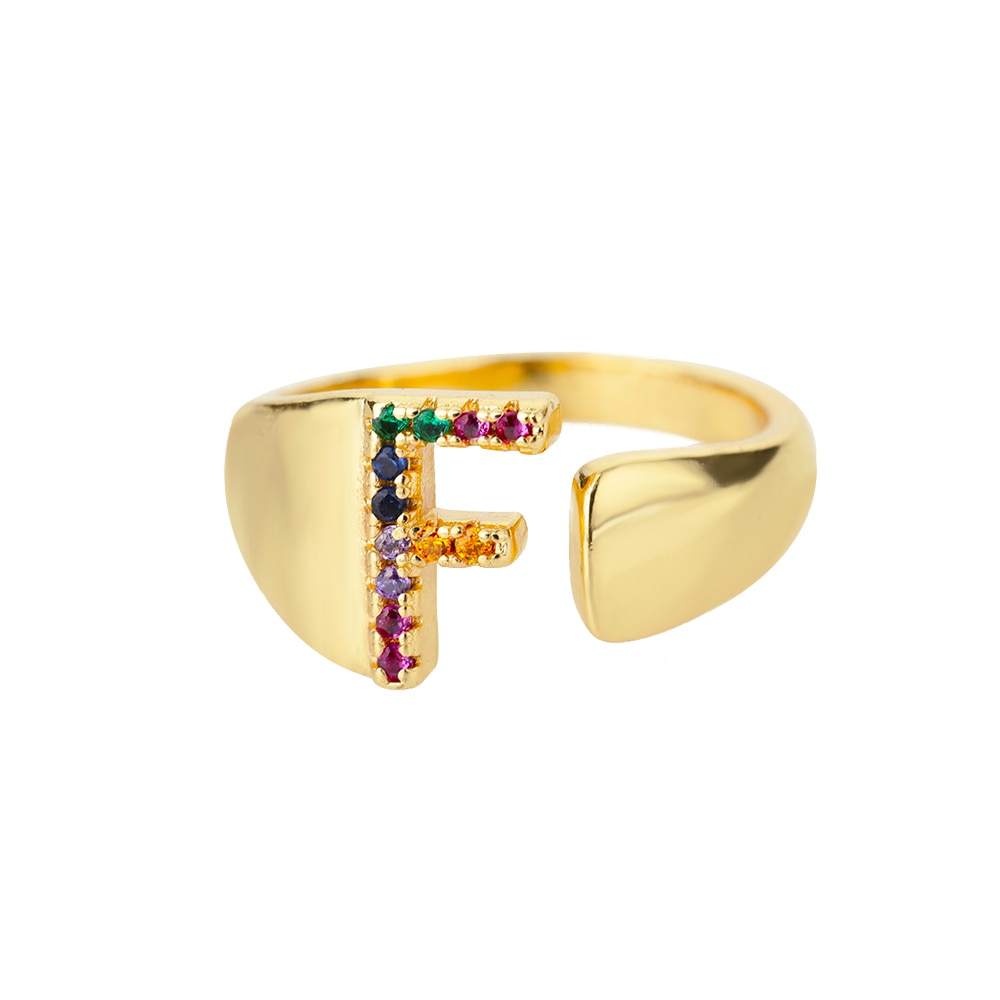 Rainbow Zircon Initial Ring