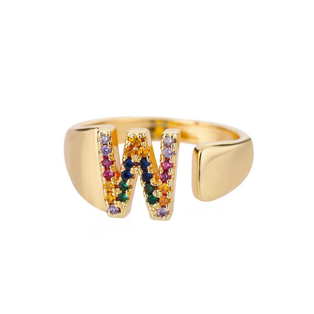 Rainbow Zircon Initial Ring