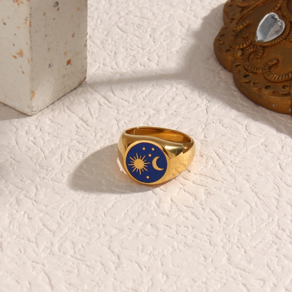 Star Moon Universe Enamel Ring