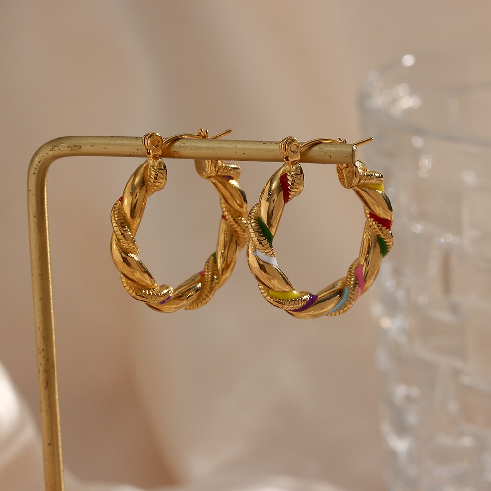 Rainbow Twist Hoops