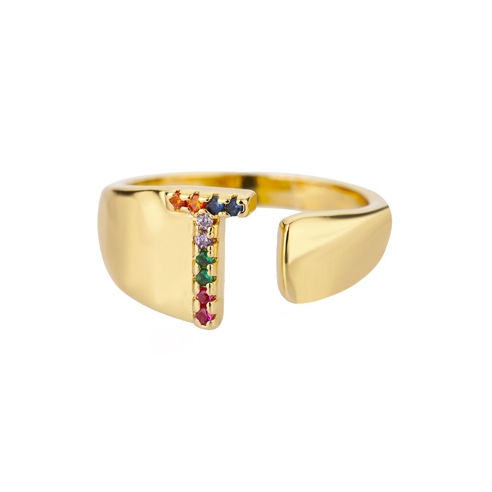 Rainbow Zircon Initial Ring