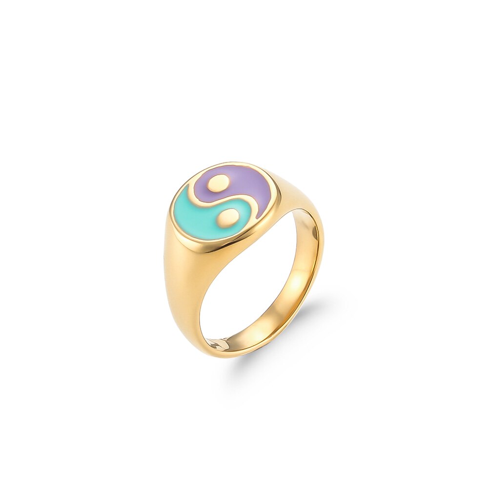 Pastel Enamel Yin Yang Ring