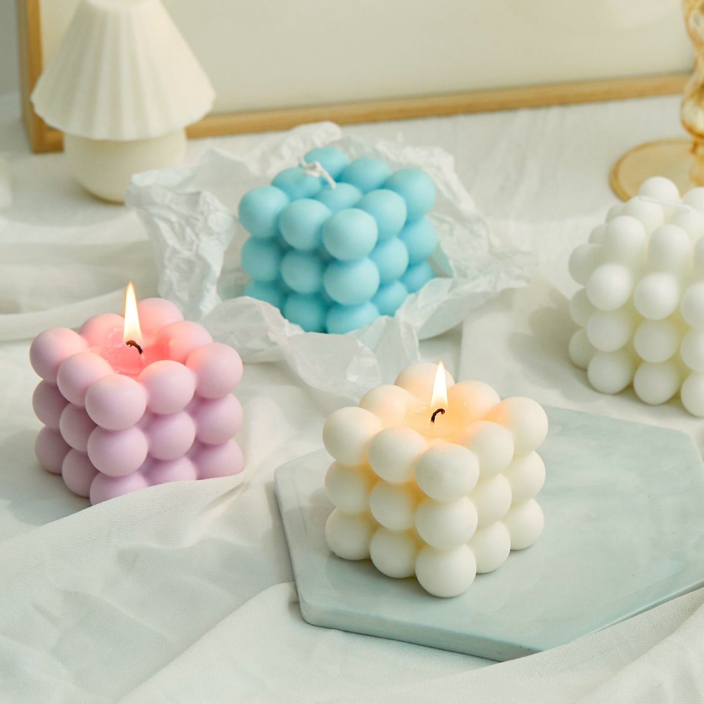 Bubble Cube Pastel Candles