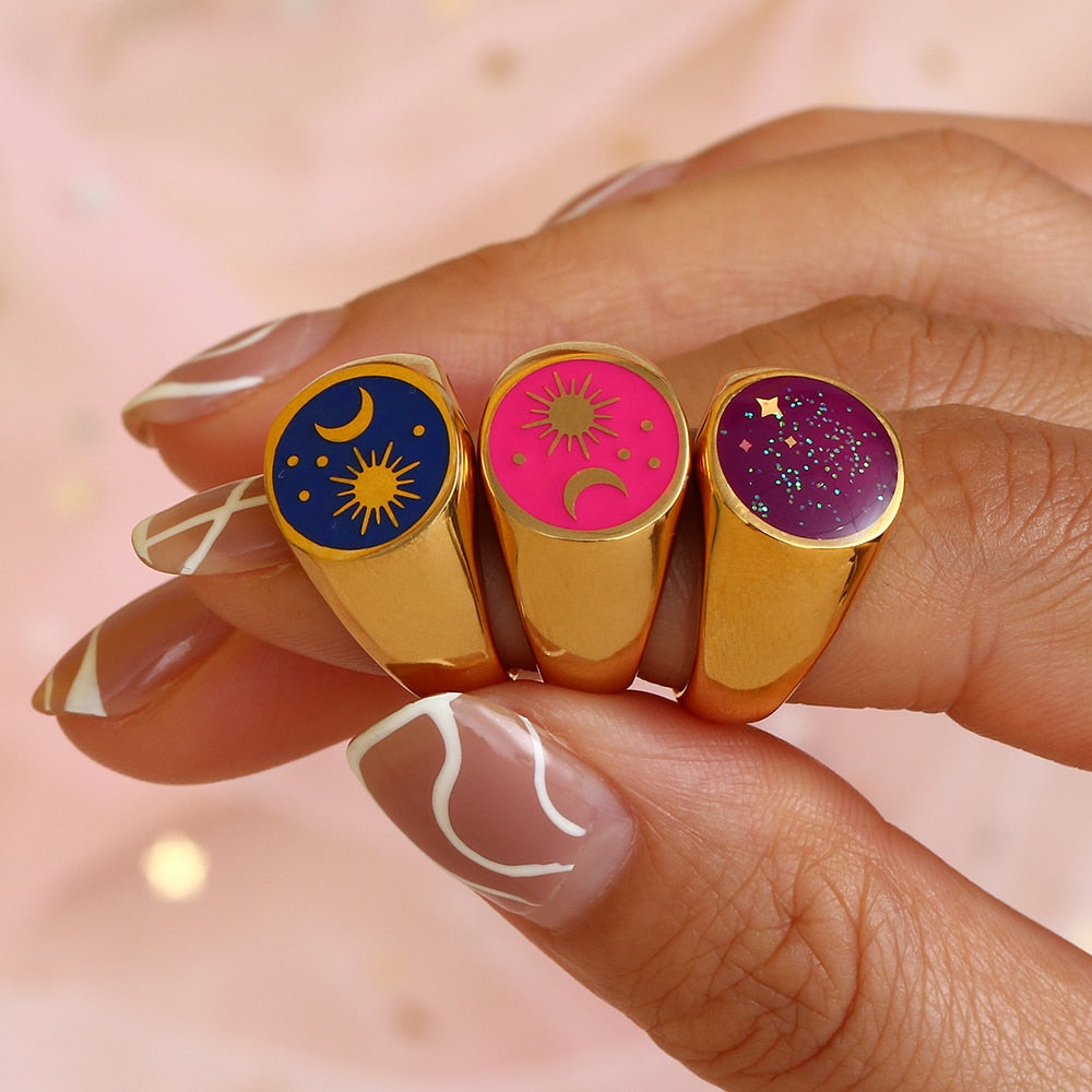 Star Moon Universe Enamel Ring