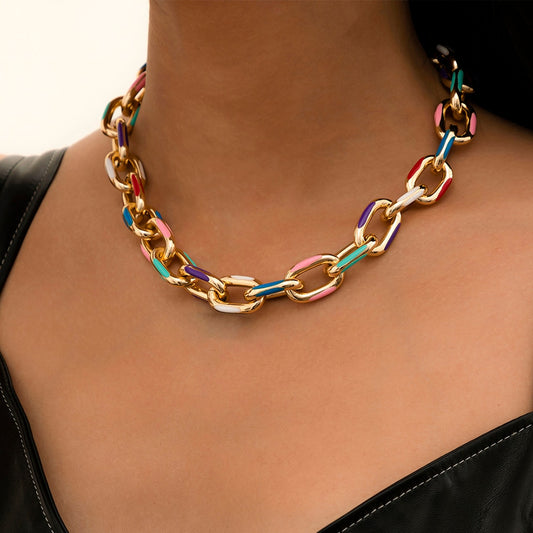 Rainbow Chain Choker Necklace
