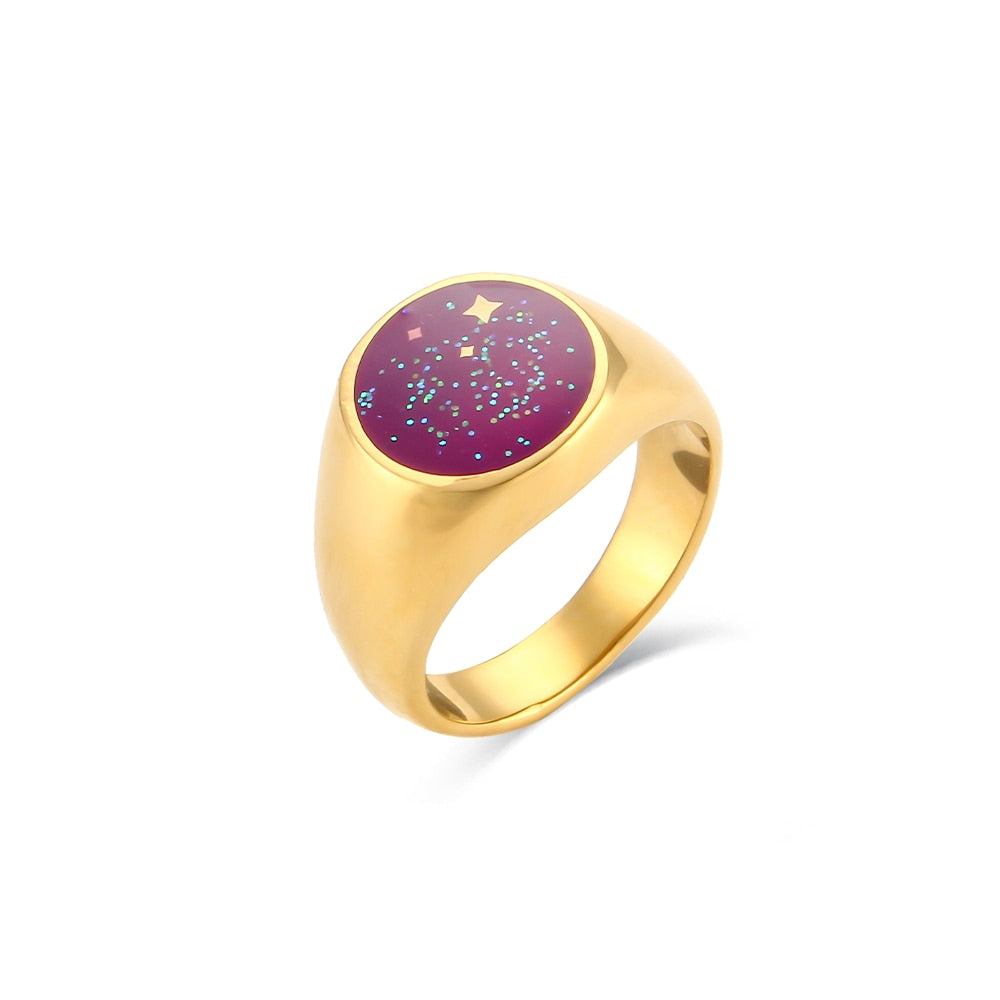 Star Moon Universe Enamel Ring