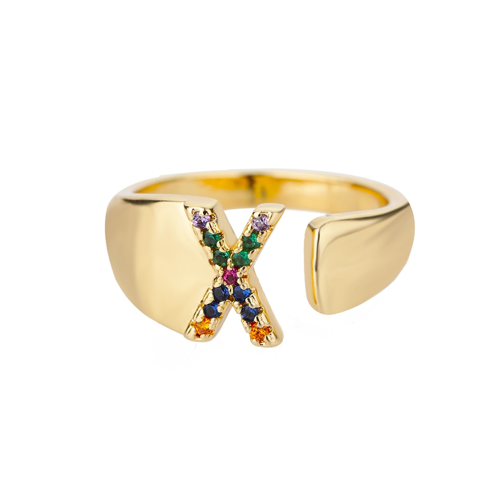 Rainbow Zircon Initial Ring