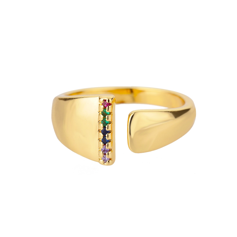 Rainbow Zircon Initial Ring