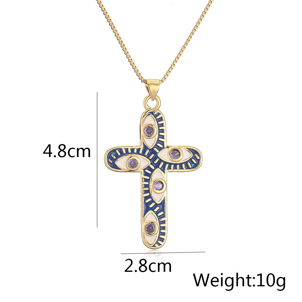 Enamel Evil Eye Cross Necklace