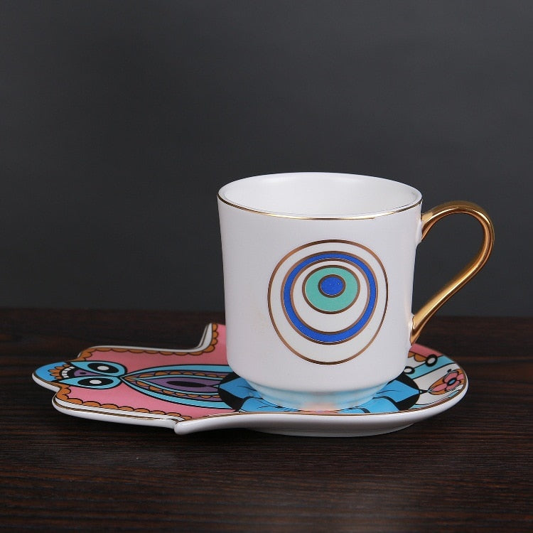 Evil Eye Cup & Fatima Hand Saucer Set