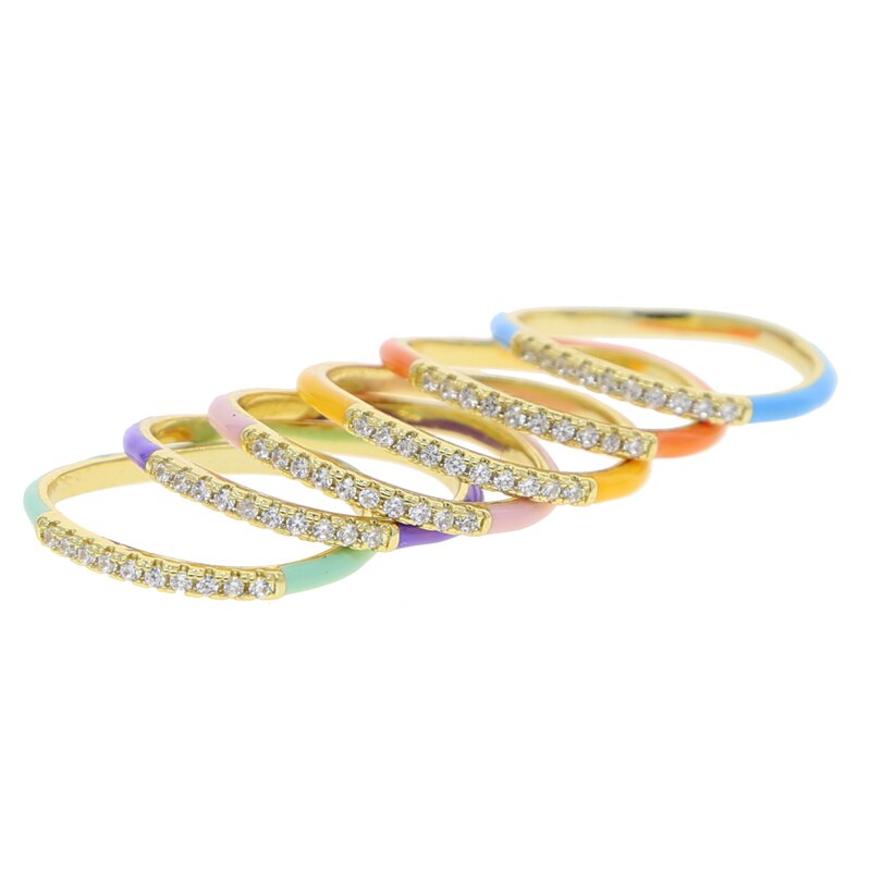 Thin Wave Enamel Pastel Coloured Stacking RIngs