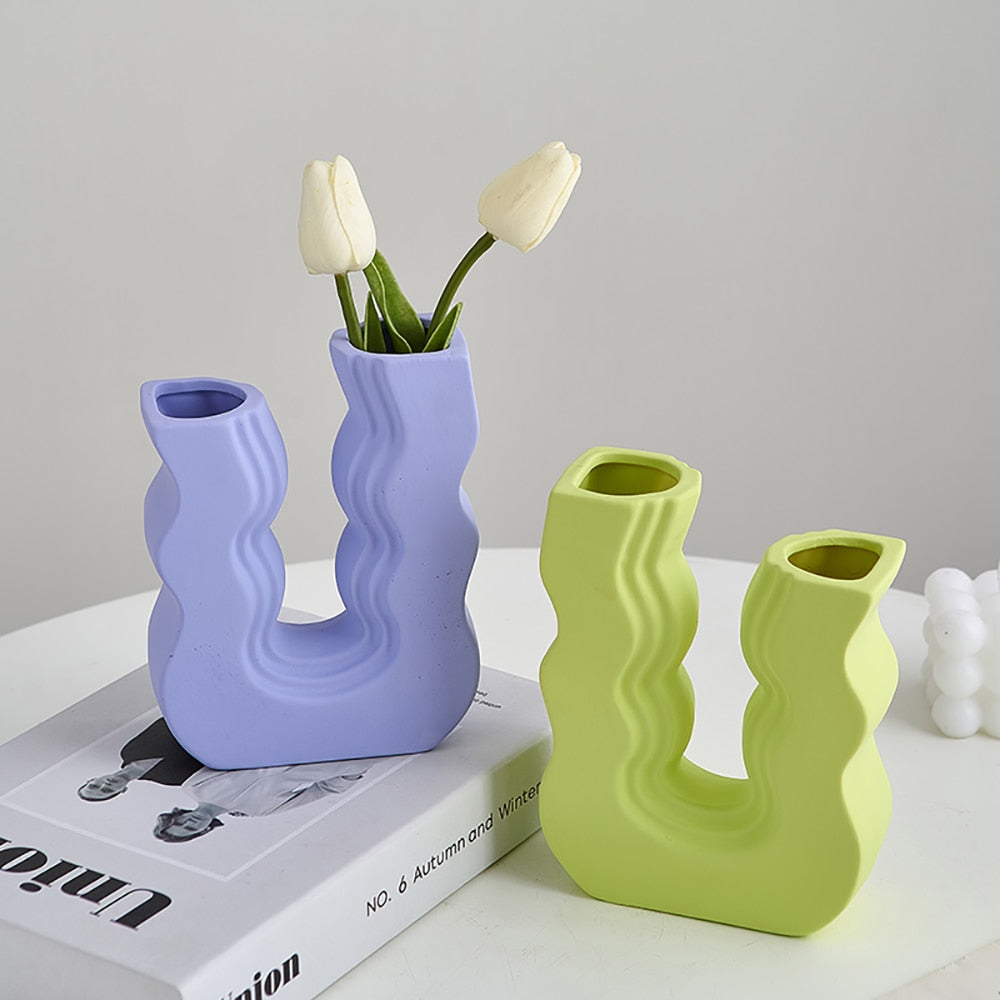 Ceramic U-bend Pastel Vases