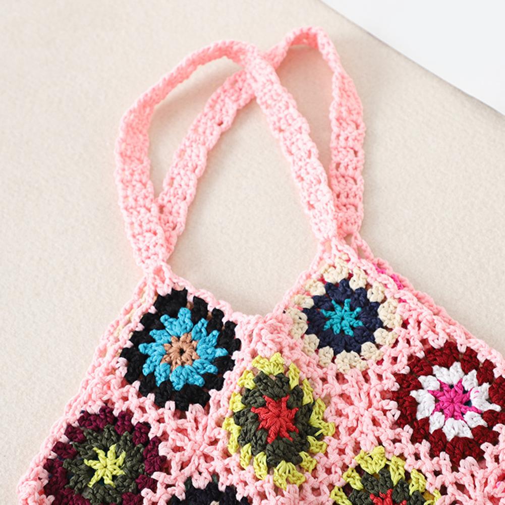 Boho Crochet Knitted Tote Bag