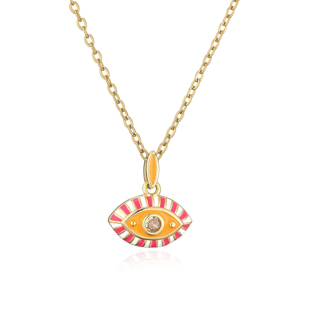 Enamel Gold Evil Eye Necklace