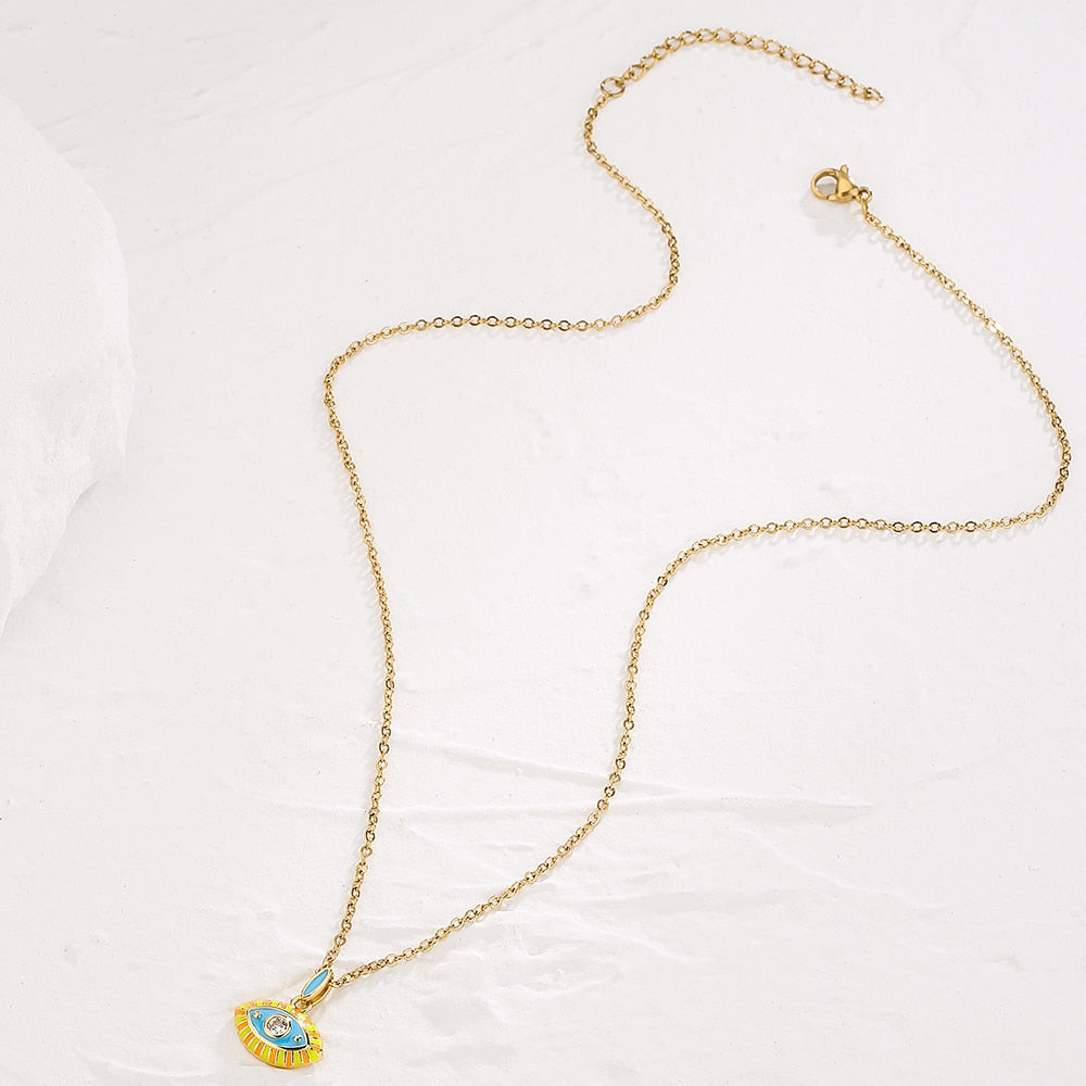 Enamel Gold Evil Eye Necklace