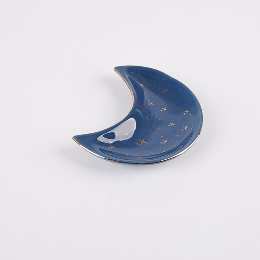 Crescent Moon Ceramic Trinket Dish