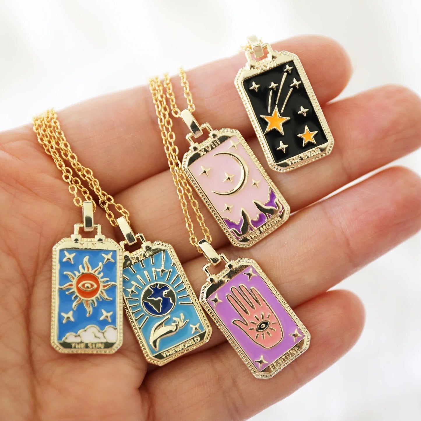 Enamel Tarot Pendant Necklace