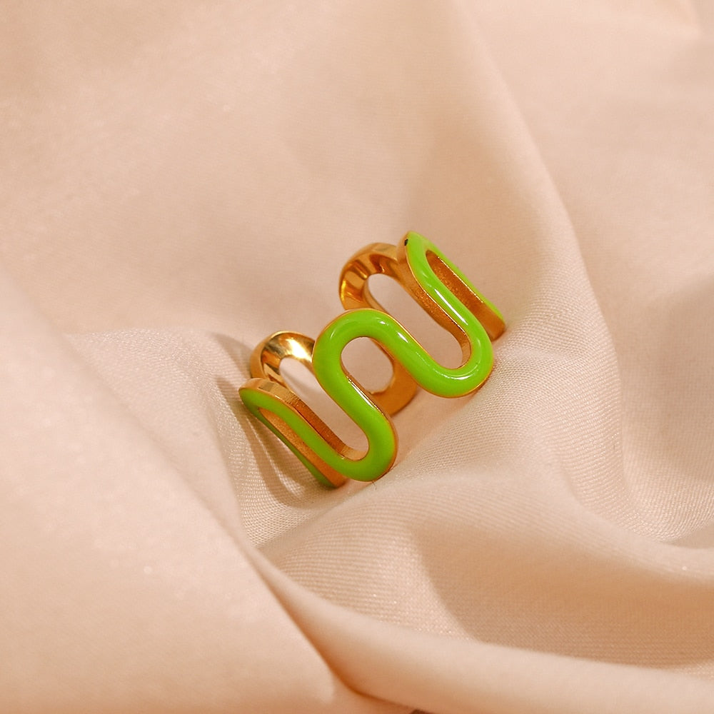 Wavey Enamel Ring