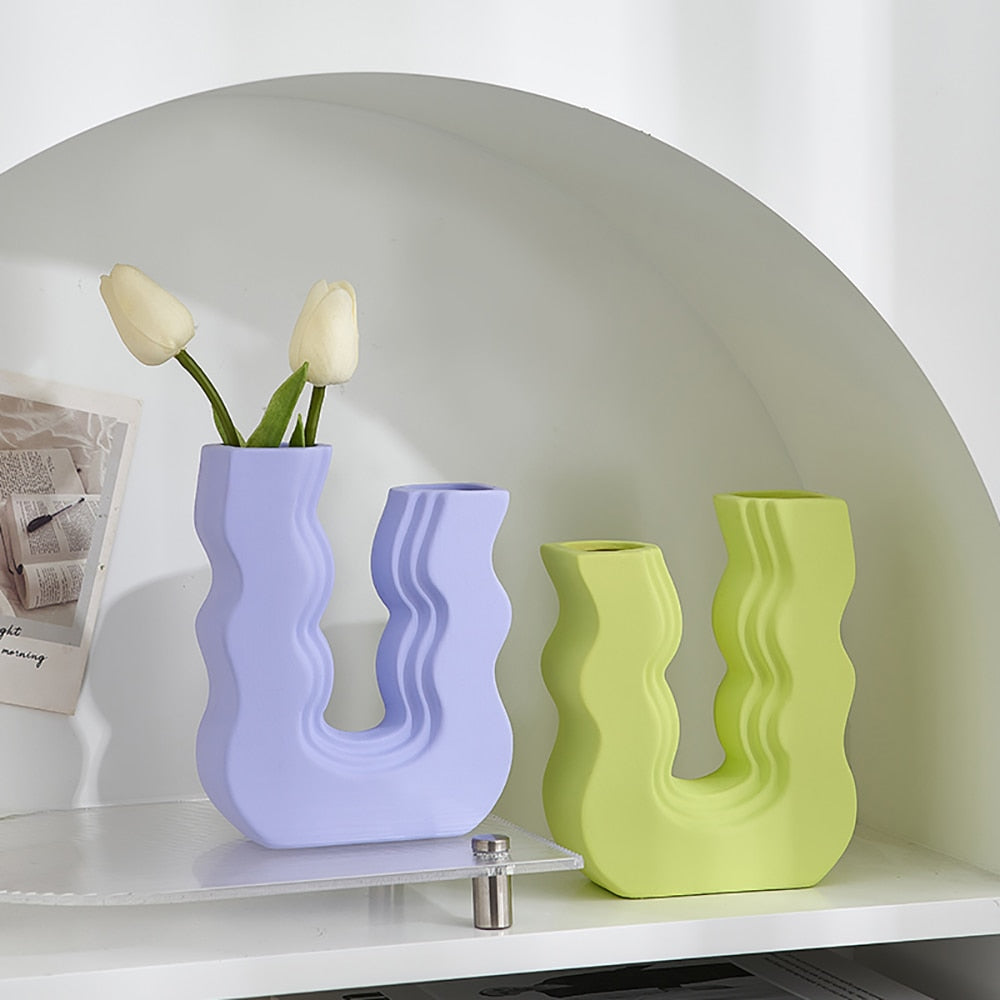 Ceramic U-bend Pastel Vases